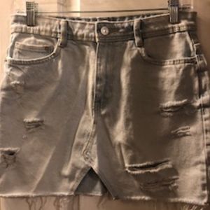 Distressed Jean Skirt